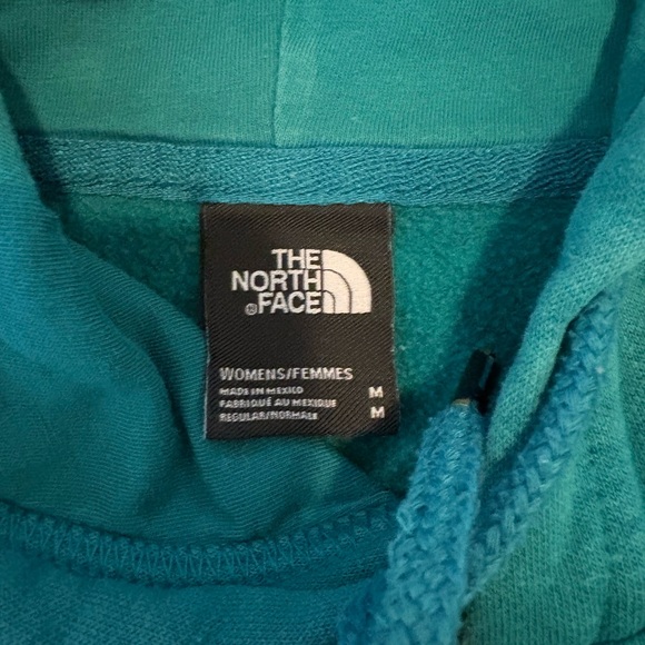 The North Face Hoodie Woman Medium Hooded Sweatshirt Logo Long Sleeve Teal Blue - Picture 2 of 11